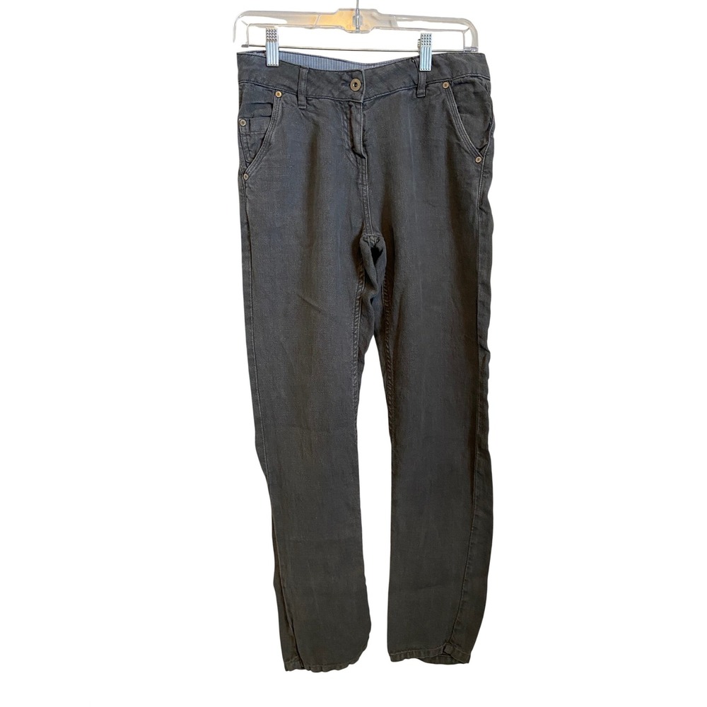 Poetry Grey Linen Blend‎ Trousers Straight Leg Casual Office Size 4